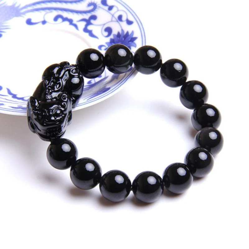 Black Obsidian Pixiu Bracelet - Wealth Protection Protection • Wealth • Luck