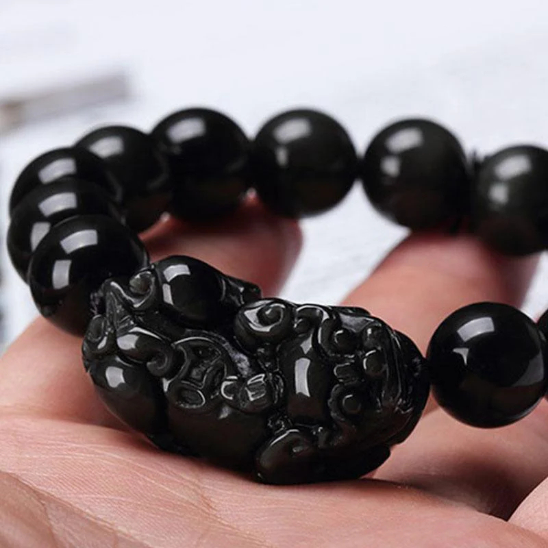 Black Obsidian Pixiu Bracelet - Wealth Protection Protection • Wealth • Luck