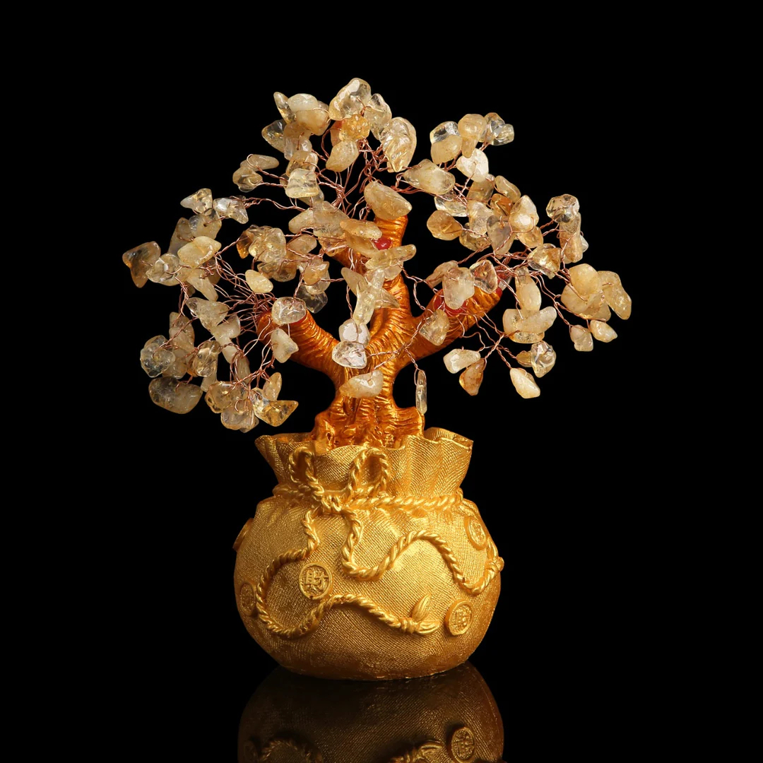 Citrine Money Tree for Prosperity - Feng Shui Gemstone Ornament