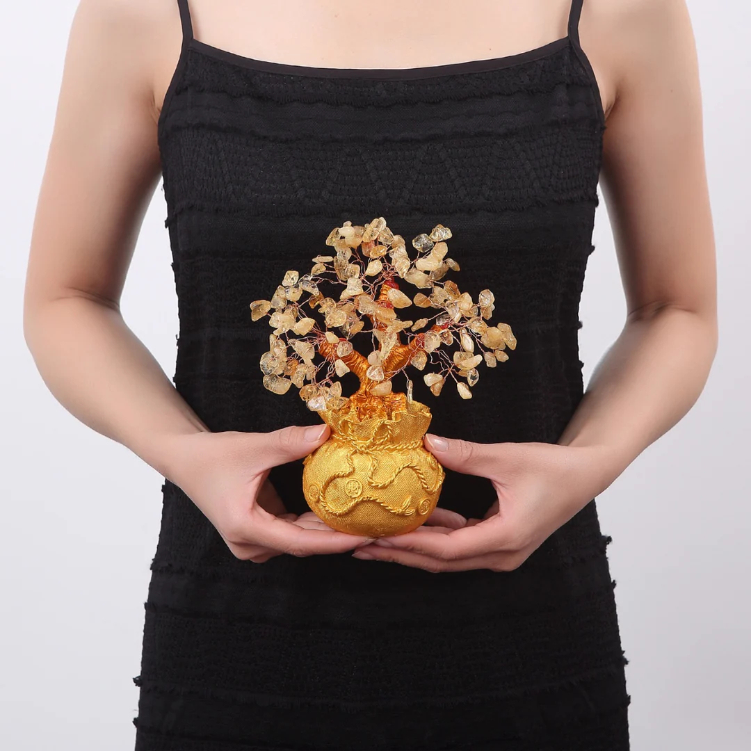 Citrine Money Tree for Prosperity - Feng Shui Gemstone Ornament
