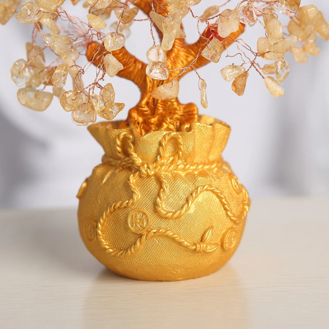 Citrine Money Tree for Prosperity - Feng Shui Gemstone Ornament