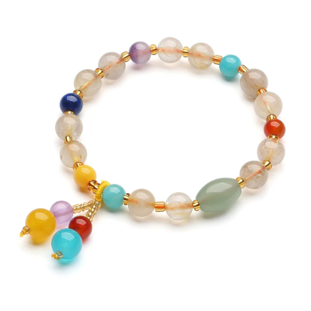 Golden Rutilated Quartz Bracelet - Manifest Abundance Wealth •󠁏󠁏 Success •󠁏󠁏 Happiness