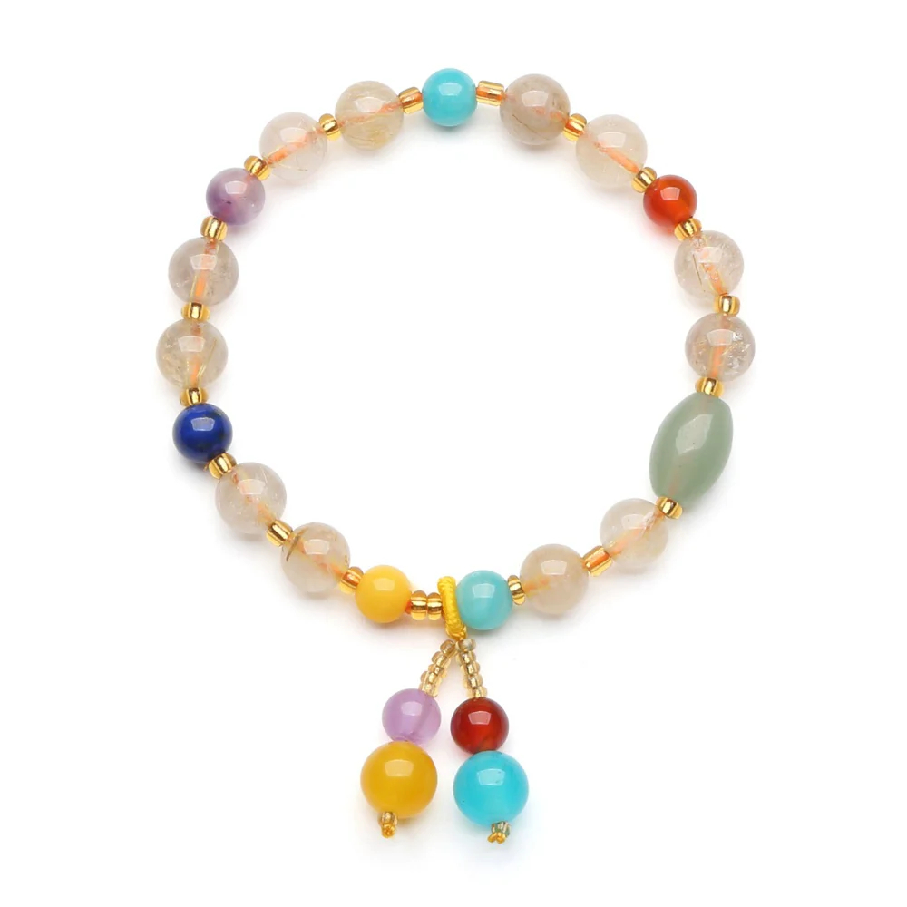 Golden Rutilated Quartz Bracelet - Manifest Abundance Wealth •󠁏󠁏 Success •󠁏󠁏 Happiness