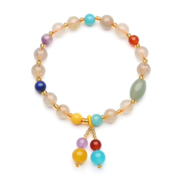 Golden Rutilated Quartz Bracelet - Manifest Abundance Wealth •󠁏󠁏 Success •󠁏󠁏 Happiness