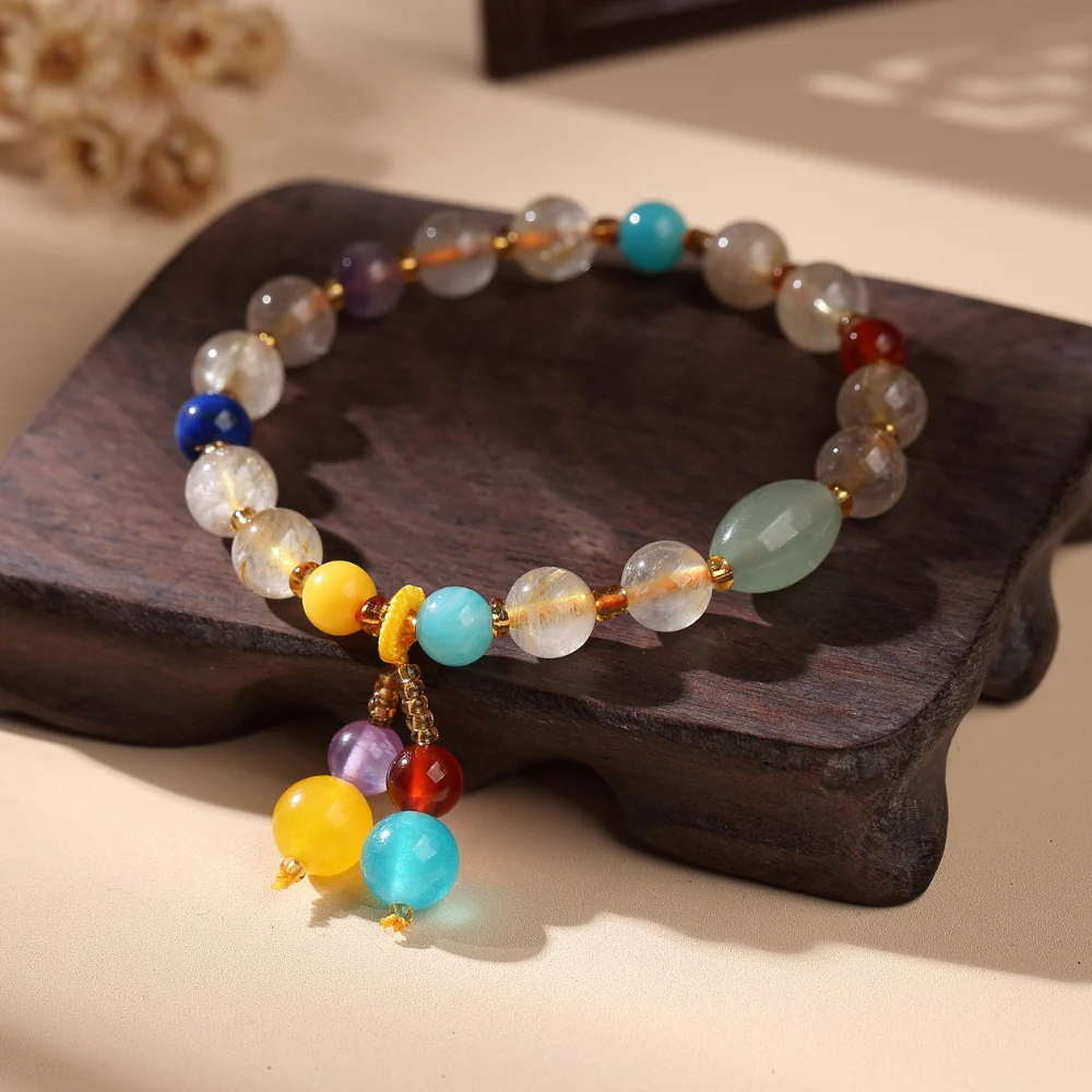 Golden Rutilated Quartz Bracelet - Manifest Abundance Wealth •󠁏󠁏 Success •󠁏󠁏 Happiness