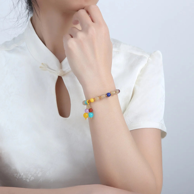 Golden Rutilated Quartz Bracelet - Manifest Abundance Wealth •󠁏󠁏 Success •󠁏󠁏 Happiness