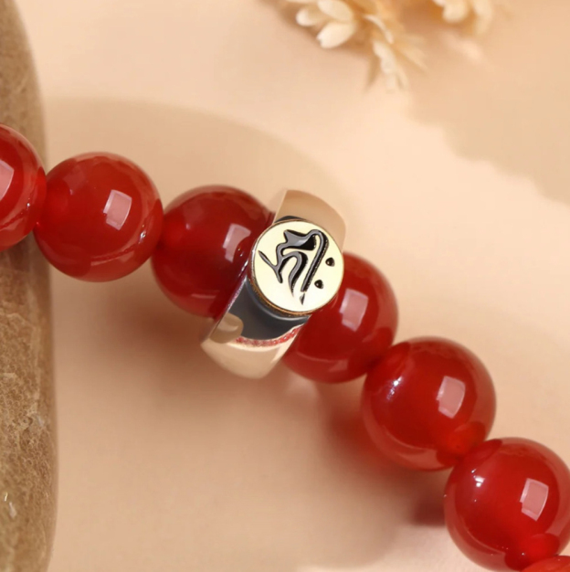 Red Agate Buddhist Guardian Deities Bracelet - Luck & Protection