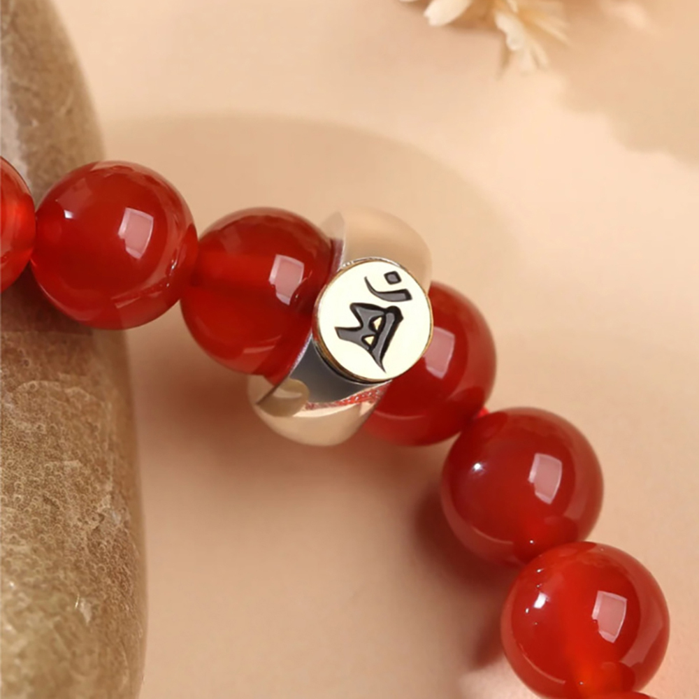 Red Agate Buddhist Guardian Deities Bracelet - Luck & Protection