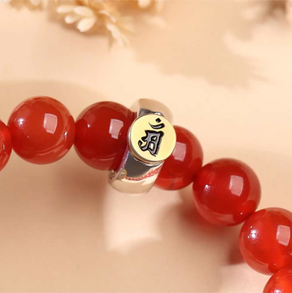 Red Agate Buddhist Guardian Deities Bracelet - Luck & Protection