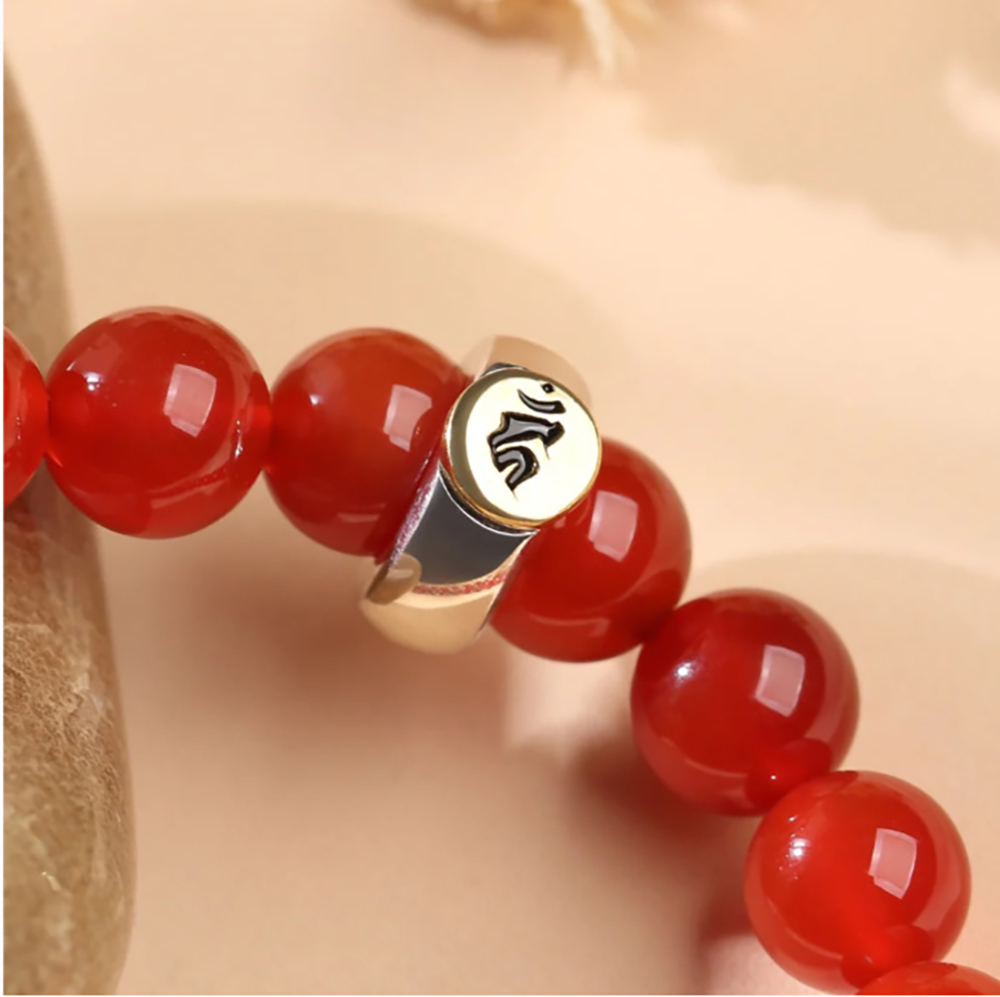 Red Agate Buddhist Guardian Deities Bracelet - Luck & Protection