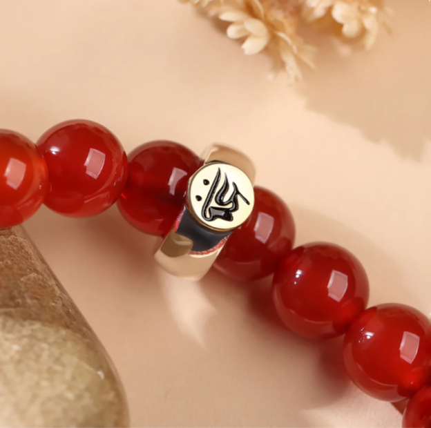 Red Agate Buddhist Guardian Deities Bracelet - Luck & Protection
