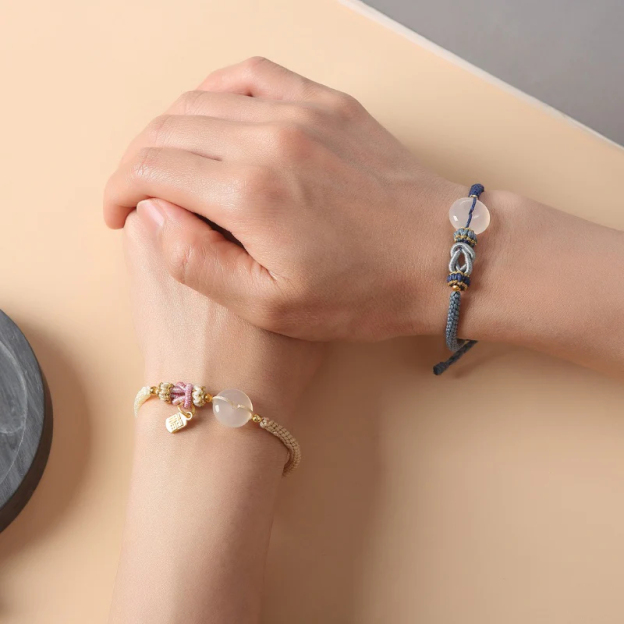 White Agate Fu Couple Bracelets - Give the Gift of Luck Luck •󠁏󠁏 Love •󠁏󠁏 Happiness