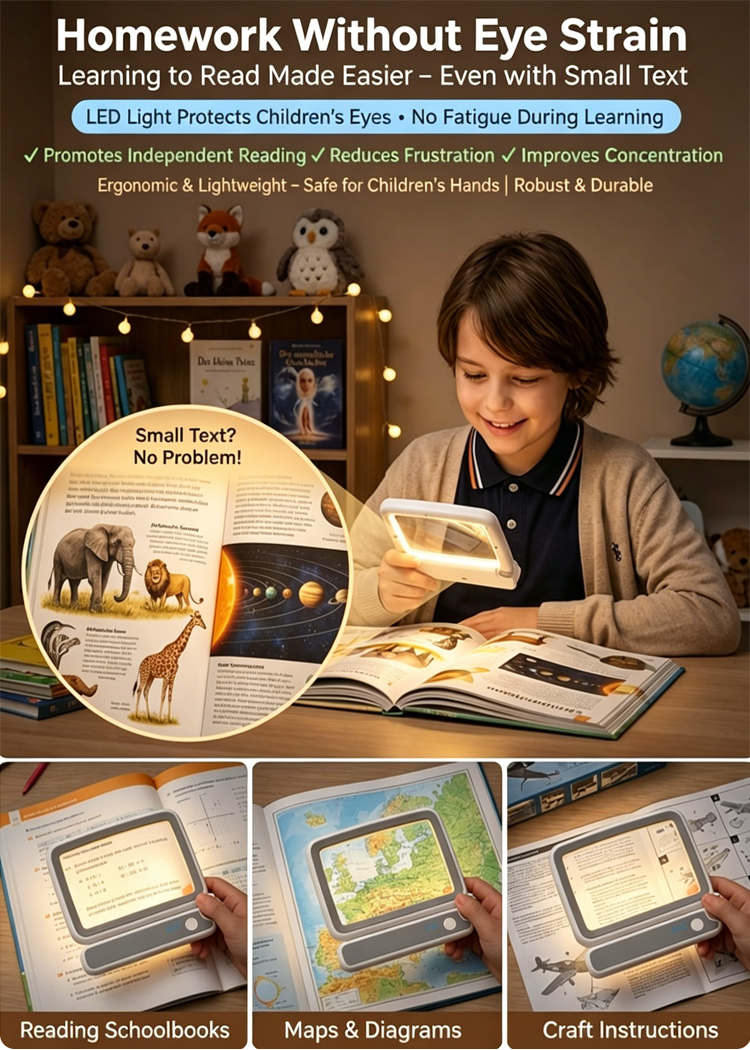 [See the world clearly anytime, anywhere] Handheld folding 4x high-definition LED magnifying glass