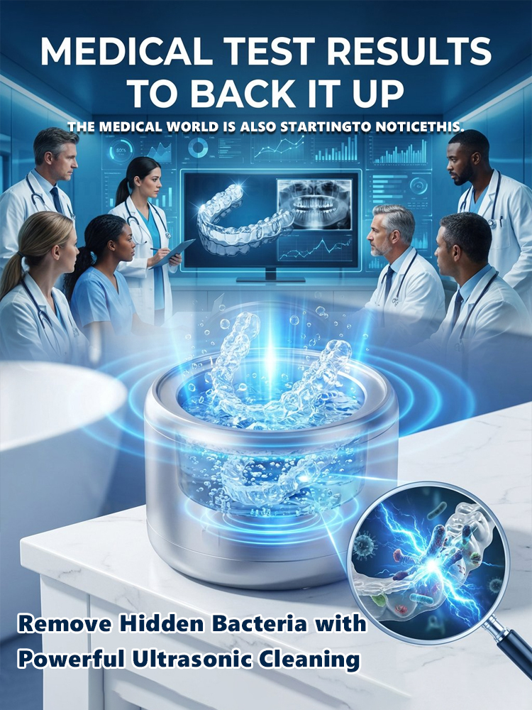 Medical-Grade Ultrasonic Cleaner for Dental Appliances [Eliminates and Inhibits 99.9% of Bacteria!]