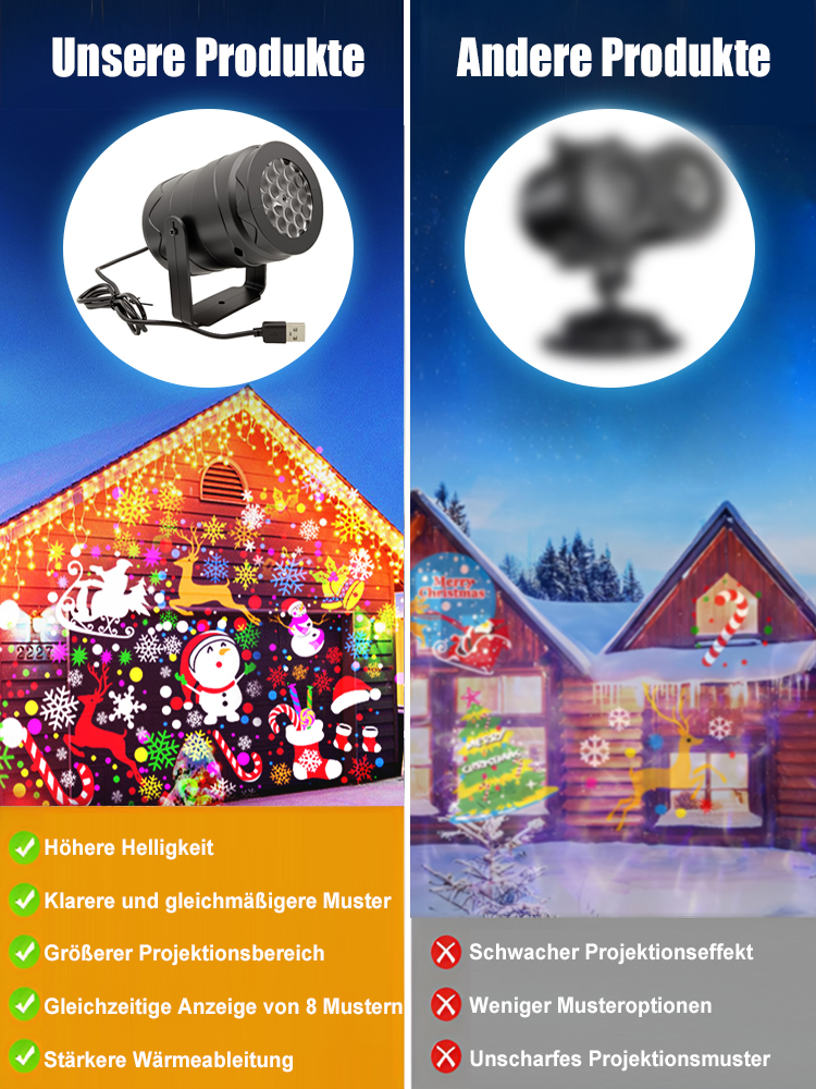 LED Energy-Saving Lamp Colorful Christmas Atmosphere Scene【Switch between 16 patterns with one click!】
