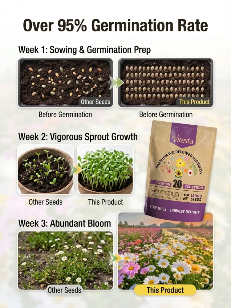 Easy-to-grow mixed flower seeds【A mix of 20 high-end flower varieties, containing 19,000 seeds with a germination rate of 98.9%!】