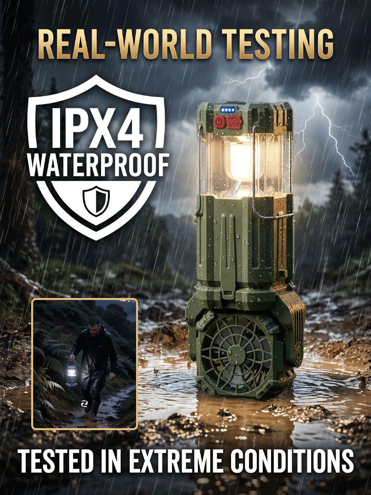 【Never goes out, free for life!】Solar LED strong light outdoor fan lantern【German quality, durable for 50 years!】
