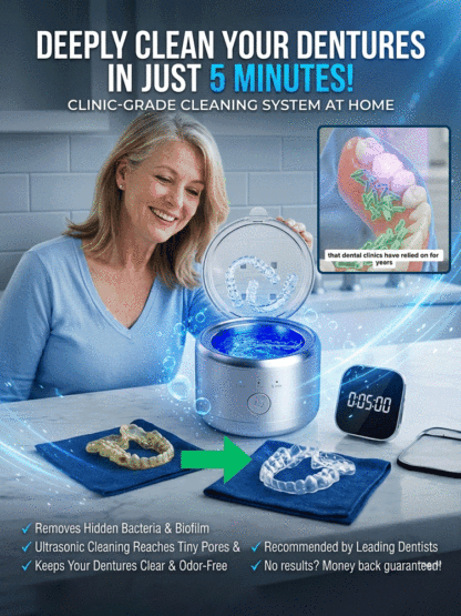 Medical-Grade Ultrasonic Cleaner for Dental Appliances [Eliminates and Inhibits 99.9% of Bacteria!]