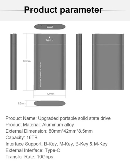 Portable Mobile Solid State Drive【16TB capacity meets daily needs!】