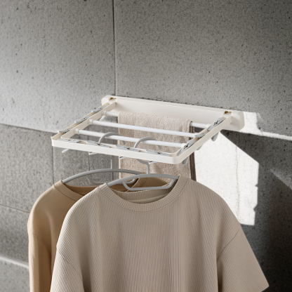 Folding drying rack indoor punch-free clothes rack towel rack wall-mounted storage rack home socks d