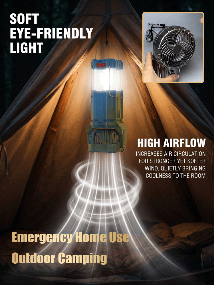 【Never goes out, free for life!】Solar LED strong light outdoor fan lantern【German quality, durable for 50 years!】