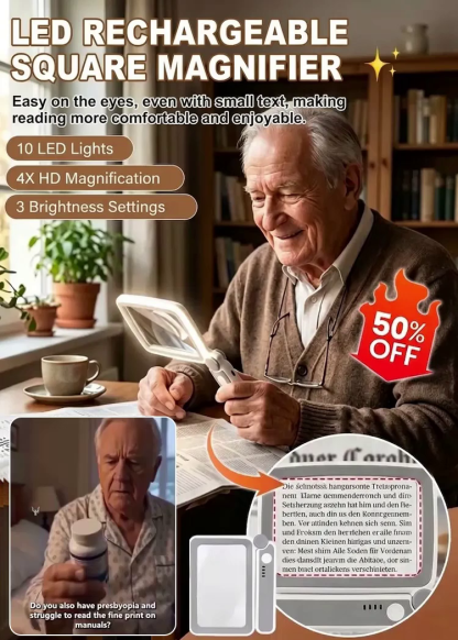[See the world clearly anytime, anywhere] Handheld folding 4x high-definition LED magnifying glass