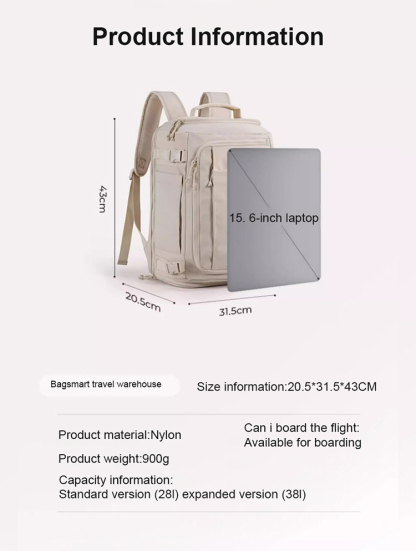 [Hold the whole world] Box-style large-capacity luggage backpack【That's equivalent to the capacity of a 20-inch rolling suitcase!】