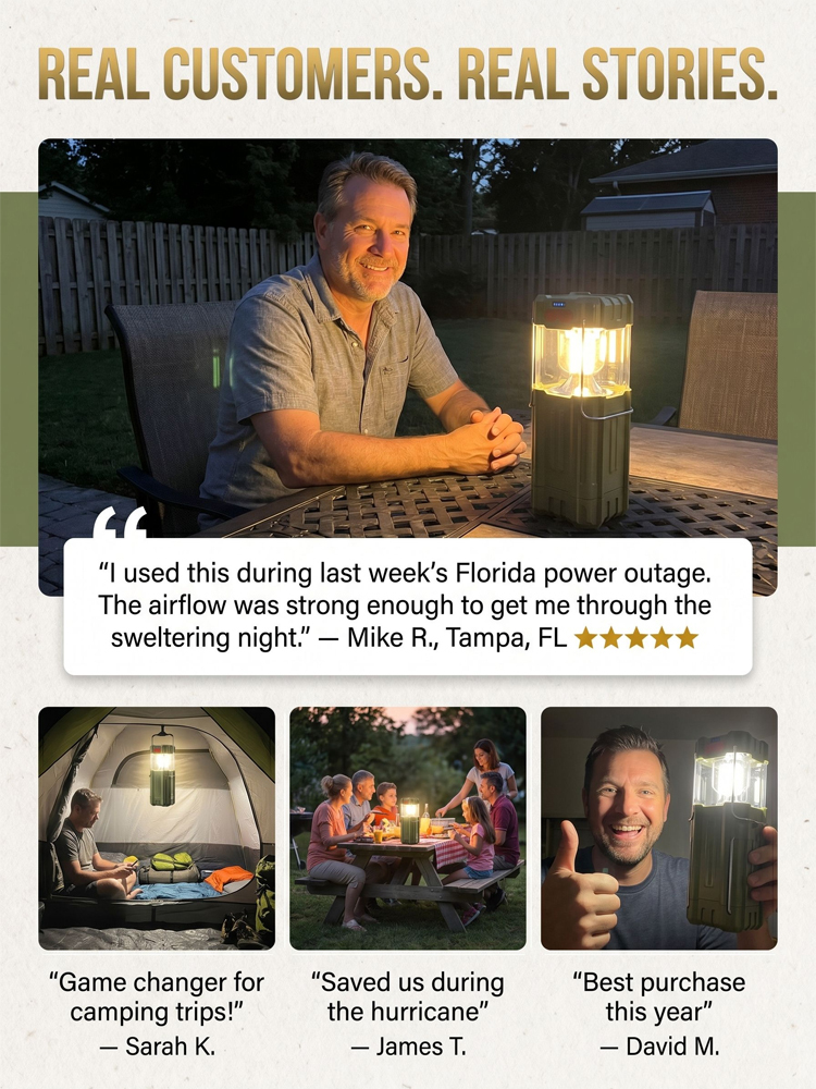 【Never goes out, free for life!】Solar LED strong light outdoor fan lantern【German quality, durable for 50 years!】
