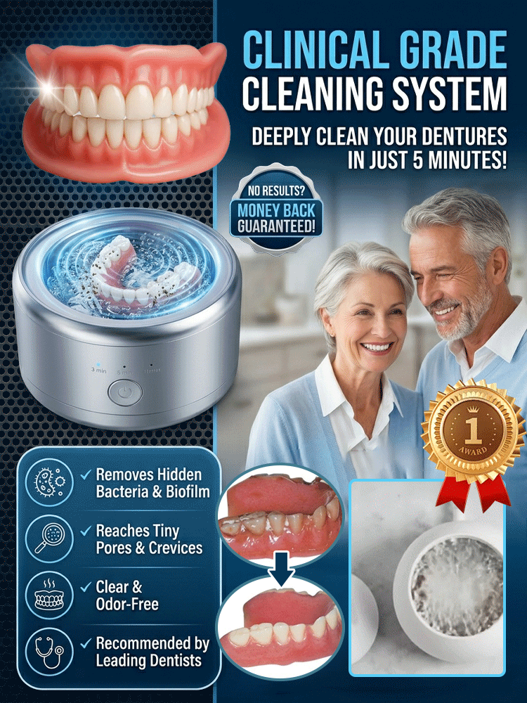 Medical-Grade Ultrasonic Cleaner for Dental Appliances [Eliminates and Inhibits 99.9% of Bacteria!]