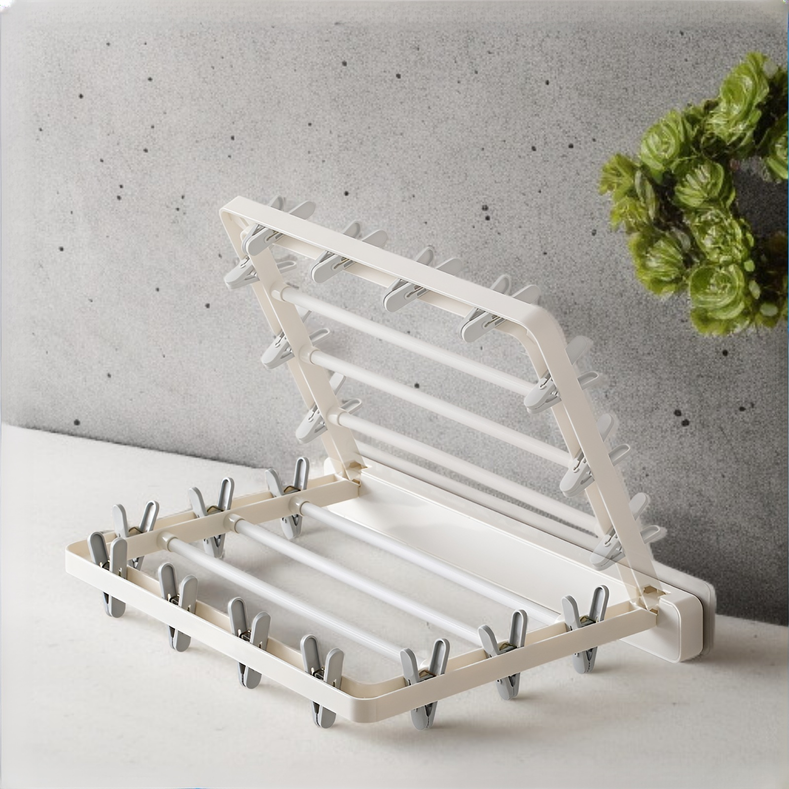 Folding drying rack indoor punch-free clothes rack towel rack wall-mounted storage rack home socks d