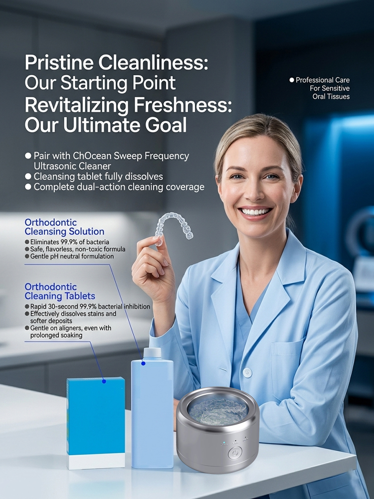 Medical-Grade Ultrasonic Cleaner for Dental Appliances [Eliminates and Inhibits 99.9% of Bacteria!]