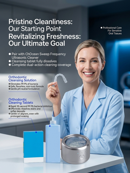 Medical-Grade Ultrasonic Cleaner for Dental Appliances [Eliminates and Inhibits 99.9% of Bacteria!]
