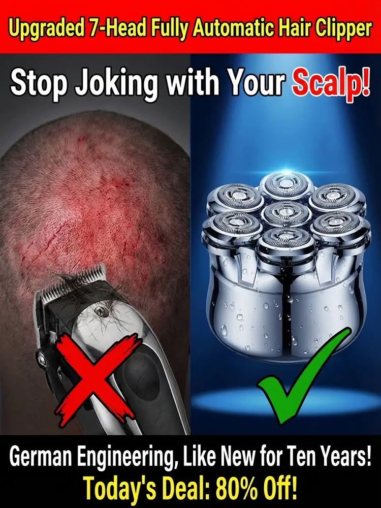 German Steel Soul 7-Blade Fully Automatic Hair Clipper【No need to go to the barbershop anymore! Kids can cut their own hair!】