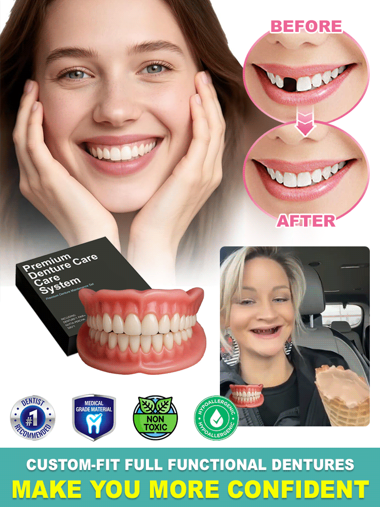 【 Medical Grade Dentures】No adhesive needed, buy 1 get 1 free! Crazy deal