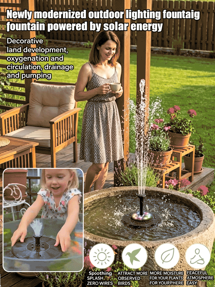 Upgraded Solar Outdoor Landscape Colorful Light Fountain【No wiring required, zero electricity bills for life!】