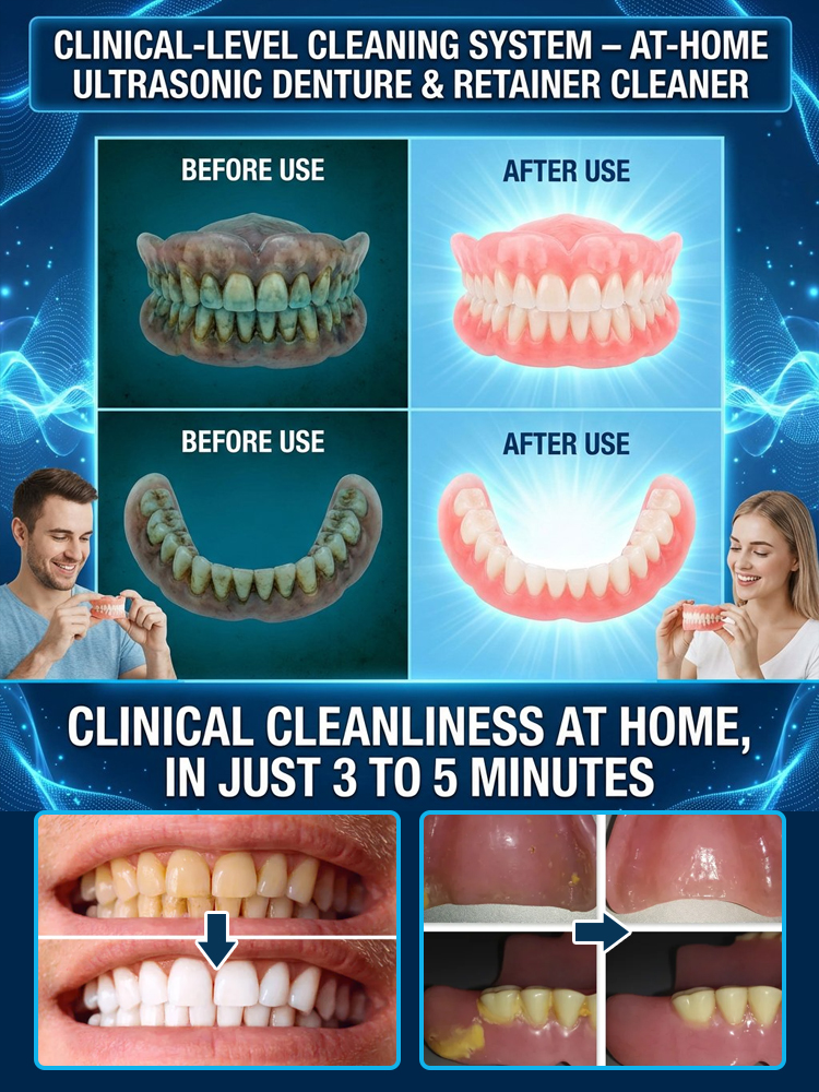 Medical-Grade Ultrasonic Cleaner for Dental Appliances [Eliminates and Inhibits 99.9% of Bacteria!]