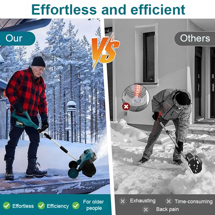 High-performance lithium-ion snow blower for home use, clears 20 cm of fresh snow in seconds!