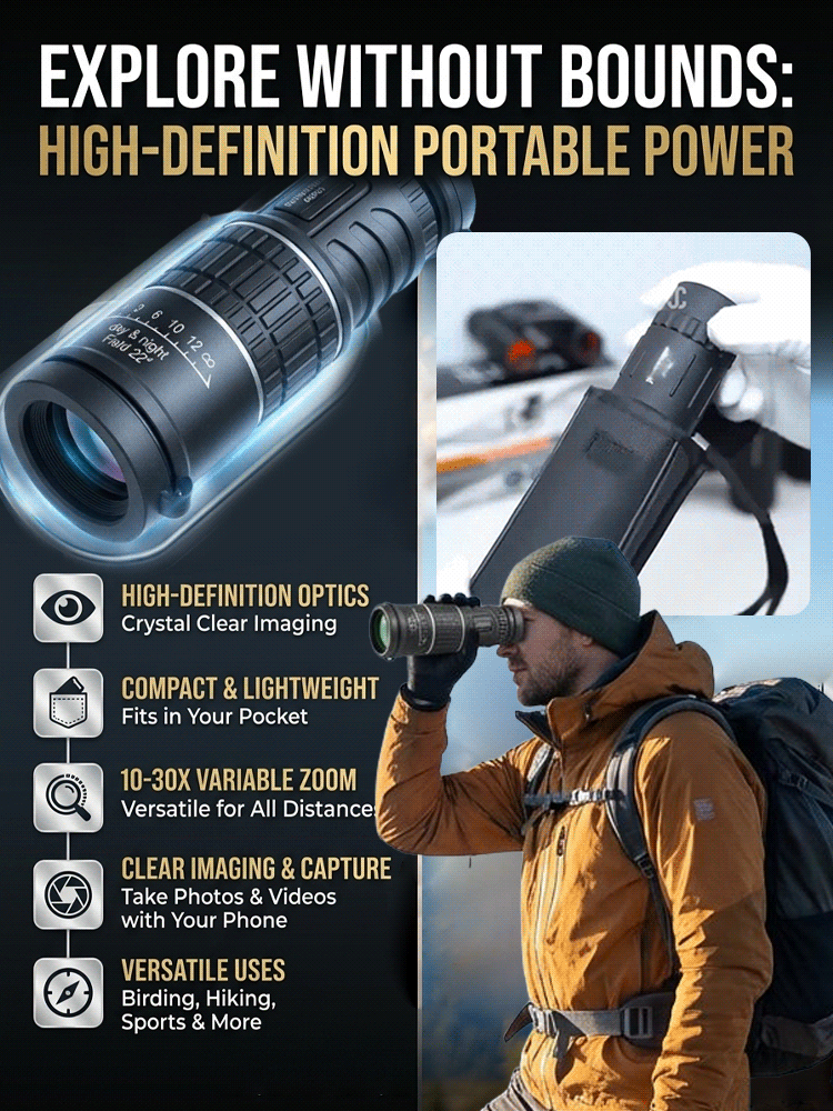 Portable high-magnification outdoor binoculars【10–30x ultra-high-definition zoom, up to 9500 meters!】