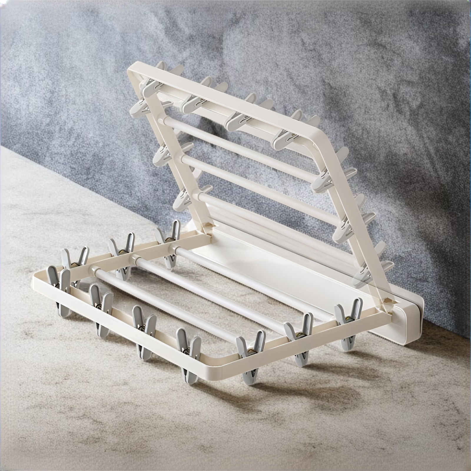 Folding drying rack indoor punch-free clothes rack towel rack wall-mounted storage rack home socks d