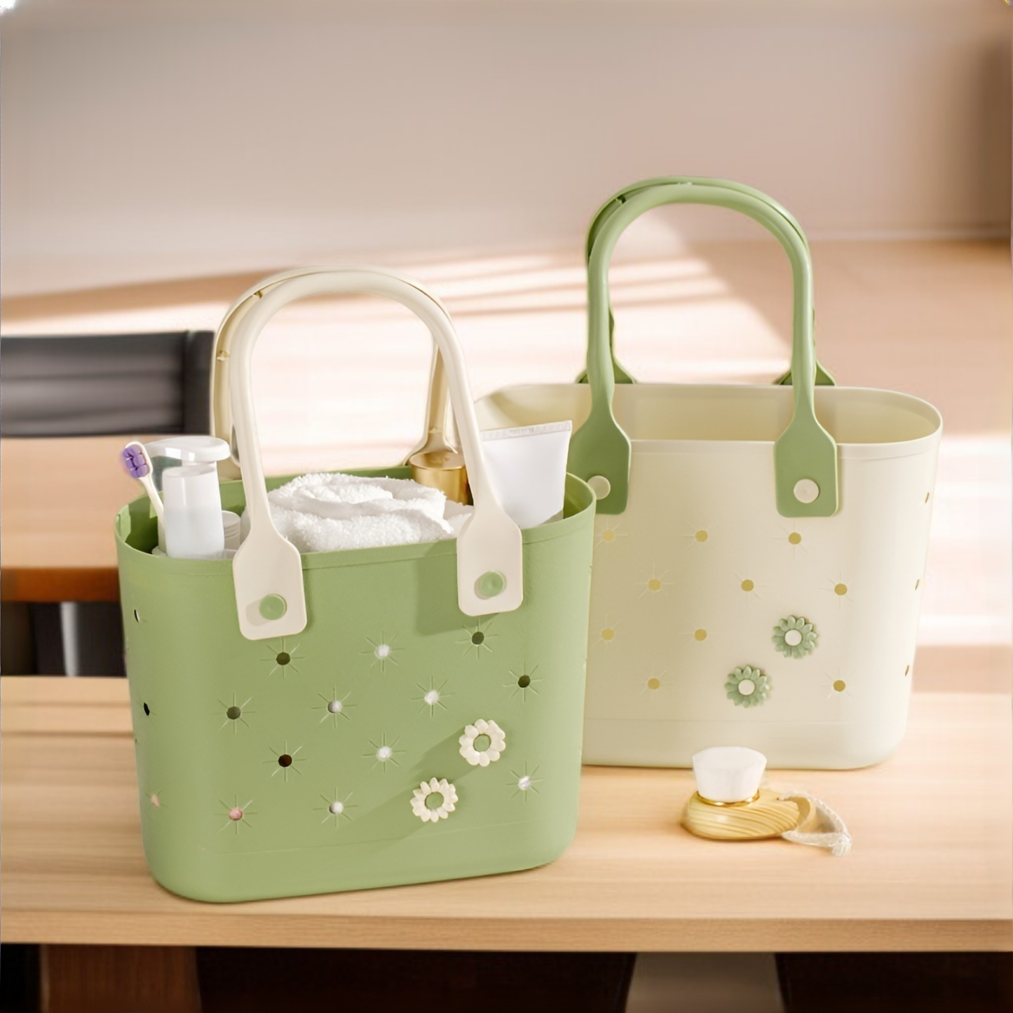 Handbasket household bathroom storage basket hollowed out