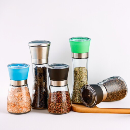 Grinder stainless steel manual grinding bottle household glass seasoning bottle pepper grinder kitch