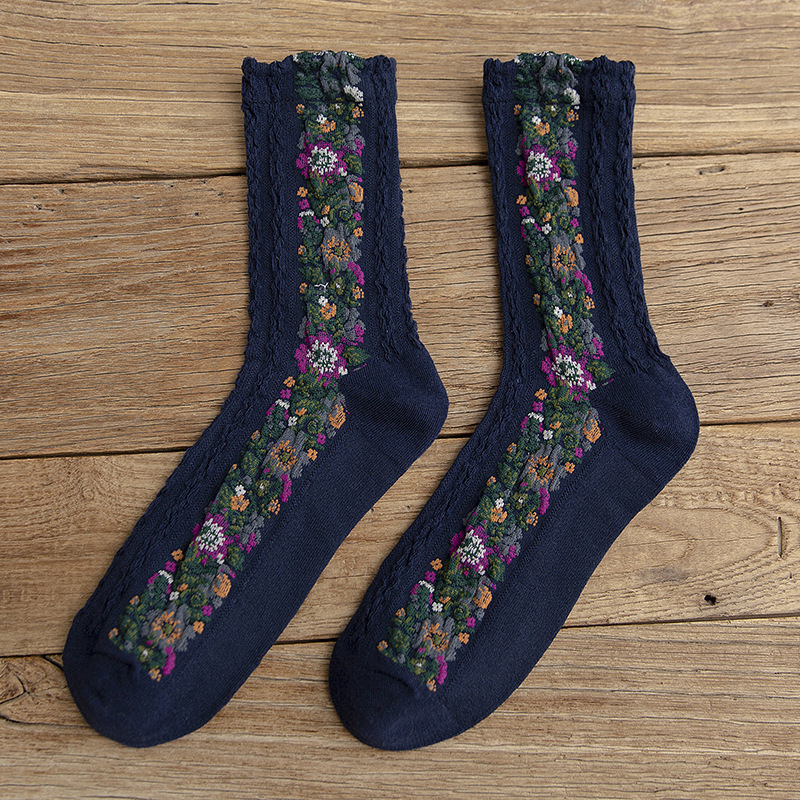 Ethnic Style Flower Women's Long Socks.Lightweight And Breathable, Won't Constrict Your Legs Even After Wearing It For A Long Time