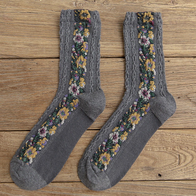 Ethnic Style Flower Women's Long Socks.Lightweight And Breathable, Won't Constrict Your Legs Even After Wearing It For A Long Time