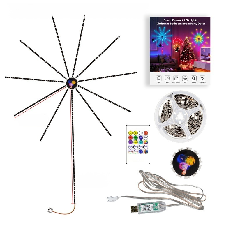 Intelligent Phantom Fireworks Light Strip. Voice-Activated Color Changing + Iridescent Light Effect, Safe And Flameless