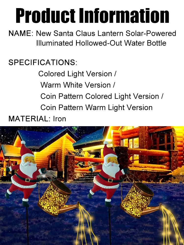 [Christmas Garden Gadget] New Santa Claus Lantern Solar-Powered Light-Up Hollowed-Out Water Bottle.No Electricity Required, Glows Automatically At Night