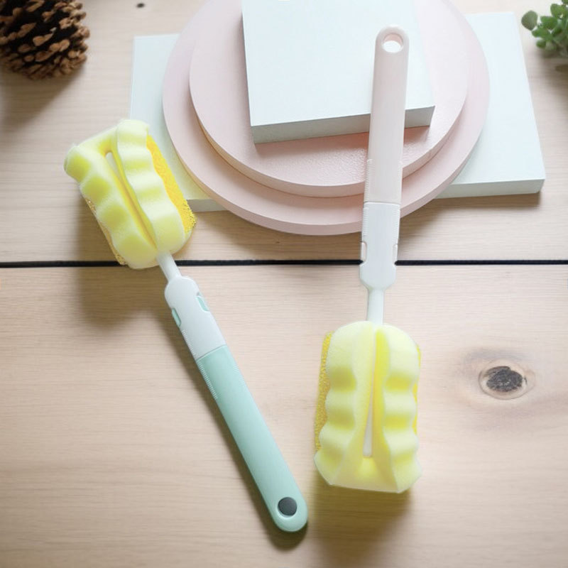 Sponge bottle brush, foldable cup washing brush