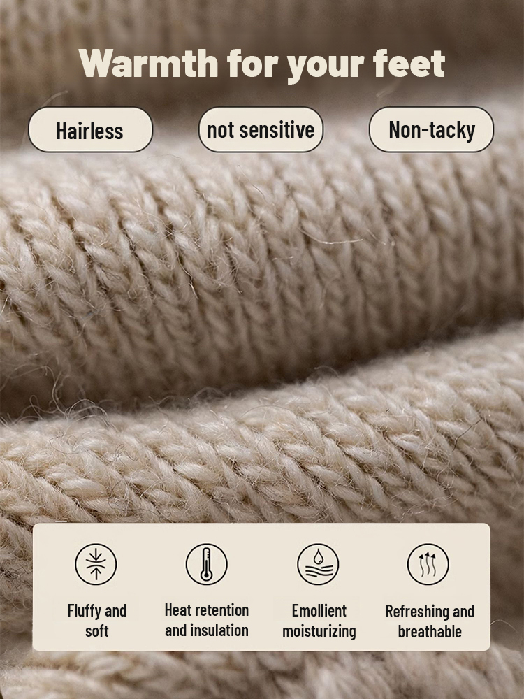 Warm cashmere mid-calf socks with plush fleece