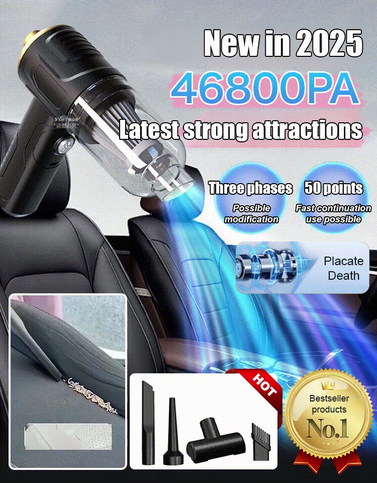 [Super strong suction + AI motor] Dual-purpose vacuum cleaner for car and home