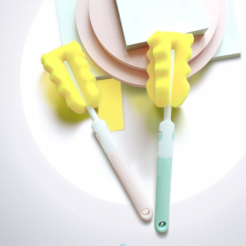 Sponge bottle brush, foldable cup washing brush