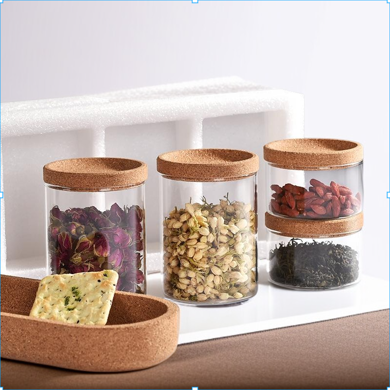 Kitchen supplies seasoning box with spoon seasoning storage salt box spice jar food grade glass jar 